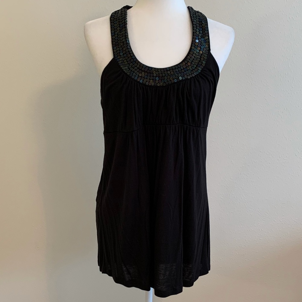 Black sequined halter top